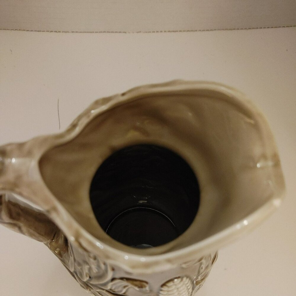 VTG Old Stafford Ceramic Pitcher White Corn 3D Raised Leaves  G1 - Picture 4 of 6